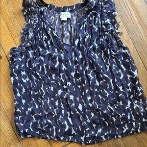 Navy and White Printed Women's Top